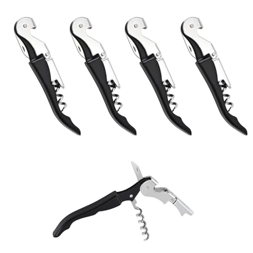 fKiZanthene 5 Pcs Waiter Corkscrews, Stainless Steel Bottle Opener for Restaurants Home Barware Wine Openers Waiter's Friend Corkscrew with Foil Cutting Function