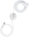 DEWENWILS 12 FT Extension Cord with Angled Flat Plug, 2-Prong 3 Outlets, 16AWG/2C Power Cord for Indoor Use, 13A/1625W Extension Cord Splitter with Lights, Christmas, White