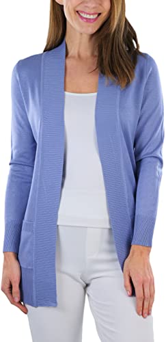 Image of ToBeInStyle Women's Long Sleeve Rib Banded Open Sweater Cardigan