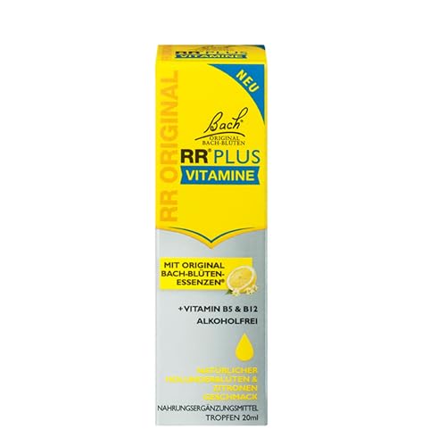 Bach Bachblüten RR Plus Tropfen mit Vitamine B5 + B12, 20ml I Bachblütenmischung, ohne Alkohol I ehemals Rescue