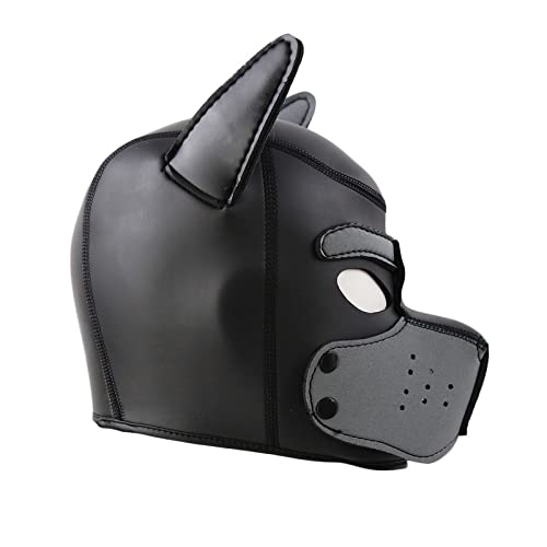 Adultos Neoprene Dog Head Mask - Removable Cosplay Full Face Pup Hood Mask - Costume Animal Head Mas