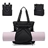 Convertible Laptop Backpack Yoga Sports Bag Quilted Tote Bag, Yoga Mat Carrier Bag for Travel, Fitness, Office and Shopping (Black)