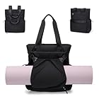 Convertible Laptop Backpack Yoga Sports Bag Quilted Tote Bag, Yoga Mat Carrier Bag for Travel, Fitness, Office and Shopping (Black)