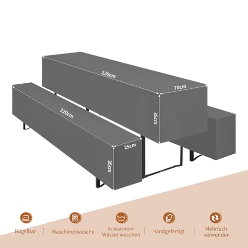 Fundas para mesa de cerveza de 70 x 220 cm con acabados textiles gris oscuro Teruntrue 3