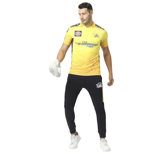 Image of playR x CSK Match Jersey IPL 2023 - Plain Men's Cricket Jersey - Lightweight, Breathable Sportswear T-Shirt for Training, Practice, Outdoor & Match Day Comfortable for All Season