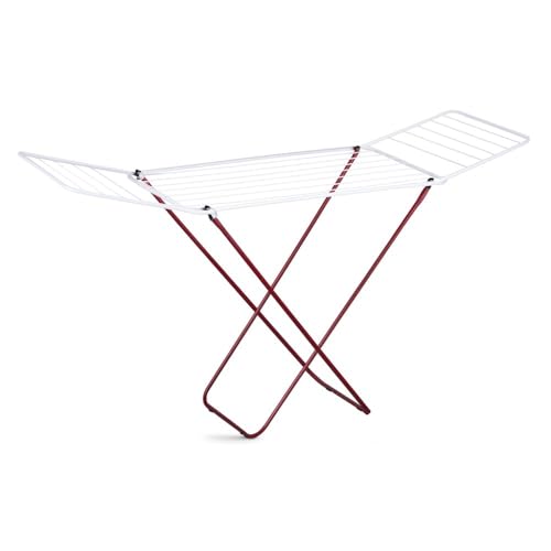 KOVAR Foldable Clothes Drying Rack 180x50x100 cm Indoor Outdoor Laundry Stand White and Red
