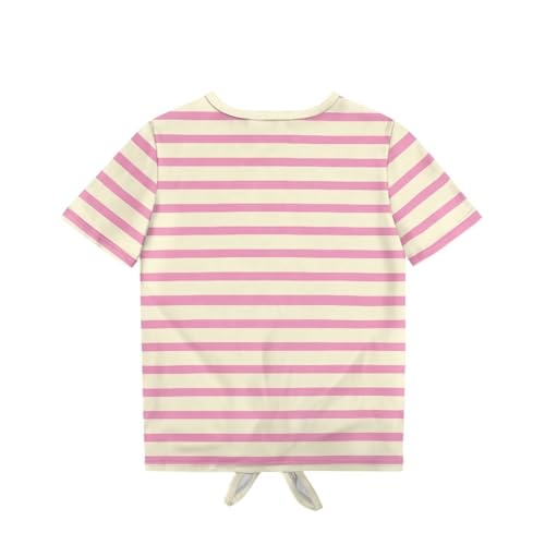 Xhuibop Cute Summer Tops for Girls Short Sleeve Shirts Tie Knot Design Blouse, for Age 5-122