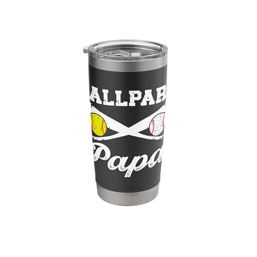 Ballpark Papa Softball Baseball Papa Grandpa Stainless Steel Insulated Tumbler