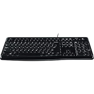 Logitech K120 Wired Keyboard for Windows, Plug and Play, Full-Size, Spill-Resistant, Curved Space Bar, Compatible with PC, Laptop – Black
