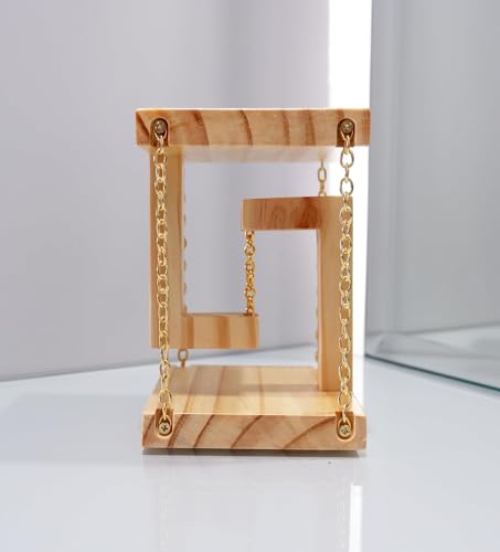Image of Diwali Gift Tensegrity New Year Gift for Home and Office Decor, Made with Solid Wood, Anti-Gravity, Light Weight, Table Top, Vintage Brown Surface Gold Finish Chain