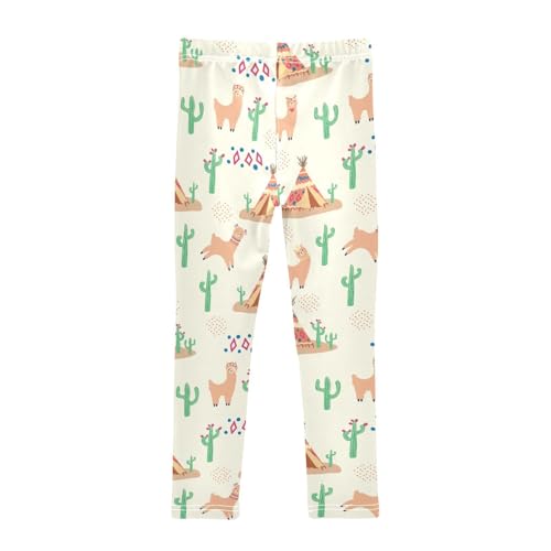 Llamas Cacti Girls Leggings,Workout Leggings for Girls Toddler Athletic Leggings Size for 3-10T2
