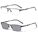 laureles Photochromic Reading Glasses for Men Business Square Metal Half Frame Sun Photochromic Lens Readers (Black, 2.75, multiplier_x)