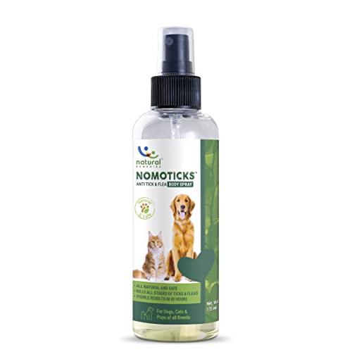 Image of Natural Remedies Nomoticks Anti-Tick & Flea Body Spray for Dogs, Cats & Puppies, Kills Ticks & Fleas, Relieves Itching, Scratching & Irritation, Daily Use, Chemical-Free for All Breeds, 175 ml