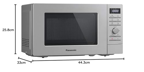 Panasonic NN-J19KSMEPG Mikrowelle und Grill mit Drehteller, 20 Liter, Edelstahl, 800 W, Grill 1000 W, 9 automatische Programme, Silber