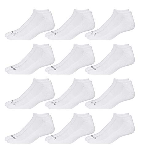 AND1 Men's Athletic Arch Compression Cushion Comfort Low Cut Socks (12 Pack), Size Shoe Size: 6-12.5, White