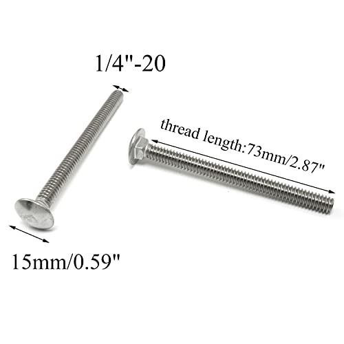 Image of Carriage Bolt Pro Bamboo Kitchen 10PCS 1 /4-20x3Inch Stainless Steel Carriage Screw Hex Nut and Flat Washer Kits