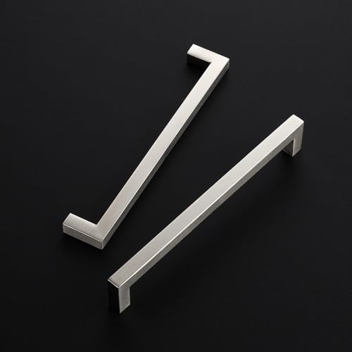 Image of Ravinte 5 Pack Kitchen Brushed Nickel Cabinet Handles 8 Inch Hole Center Stainless Steel Square Cabinet Pulls for Dresser Drawer Cupboard Handles with Screwdriver