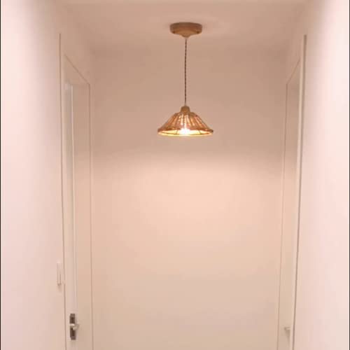 Lámpara colgante con pantalla de mimbre tejida a mano KLUFO E27 5
