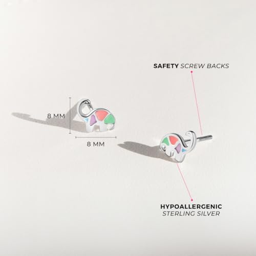 925 Sterling Silver Petite Multicolor Enamel Dinosaur Screw Back Earrings for Little Girls and Preteens - Dinosaur Enamel Screw Back Earrings For Young Girls4