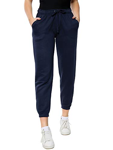 Love My Fashions® Plain Joggers for Women UK Casual Slim Fit Jogging Bottoms Elasticated Waistband and Drawstring with Side Pockets Navy Blue