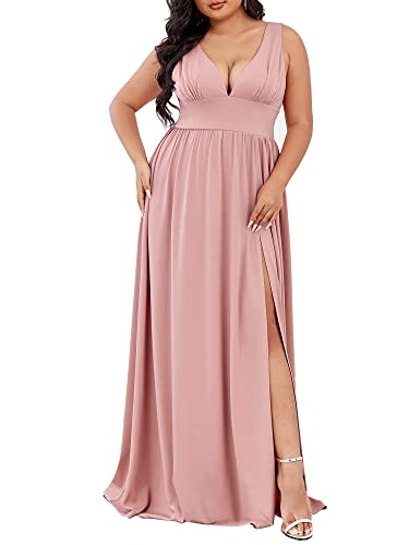 Robe d'été formelle plissée Ever-Pretty pour femme avec fente latérale élégante