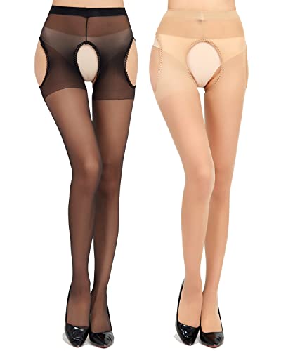 Image of Women's Sexy Shiny Sheer Control Top Tights Silk Stockings Ultra Shimmery High Waist Pantyhose