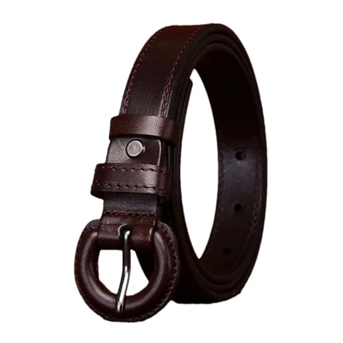 Women Vintage Solid Round Buckle Cowhide Belt Fashion Versatile Simple Belts For Denim Pants