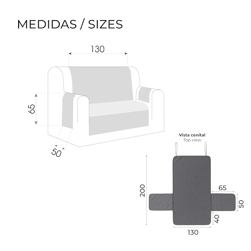 Miniatura 4 de Fundabel Funda Cubre Sofá Due Acolchada Reversible, 2 Plazas Plus 130 Cm , Color Marfil Beige Protector De Sofá Universal, Tacto Suave Y Resistente, Ideal Para Mascotas, Fabricada En España