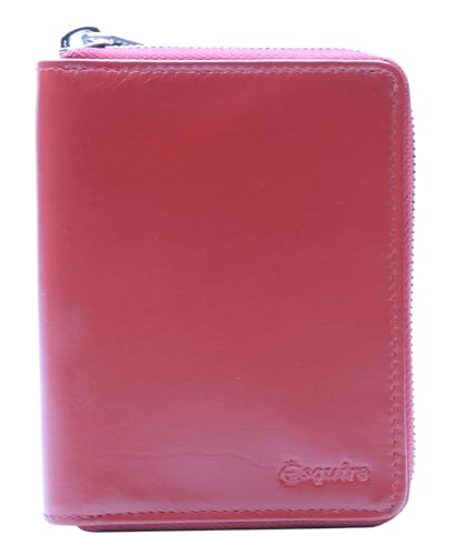 Portefeuille zippé rouge Silk 02 Esquire en soie pour femme
