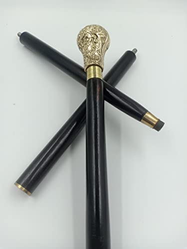 Antique Knob Head Handle Walking Cane Wooden Walking Stick Brass Derby Handle Designer Handle Cane Walking Stick Designer Vintage Walking Canes by ALI HANDICRAFTED