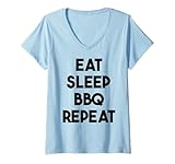 Photo Gallery donna bbq funny - eat sleep bbq repeat maglietta con collo a v Photo Gallery donna bbq funny - eat sleep bbq repeat maglietta con collo a v