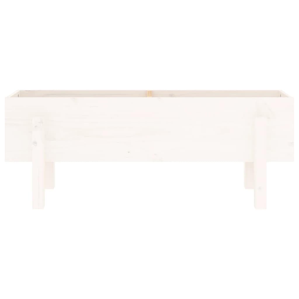 Jardinera blanca maciza de pino 101 x 30 x 38 cm para jardín, balcón, terraza con almacenamiento de agua, resistente a las heladas y decorativo para hierbas, flores, habitaciones