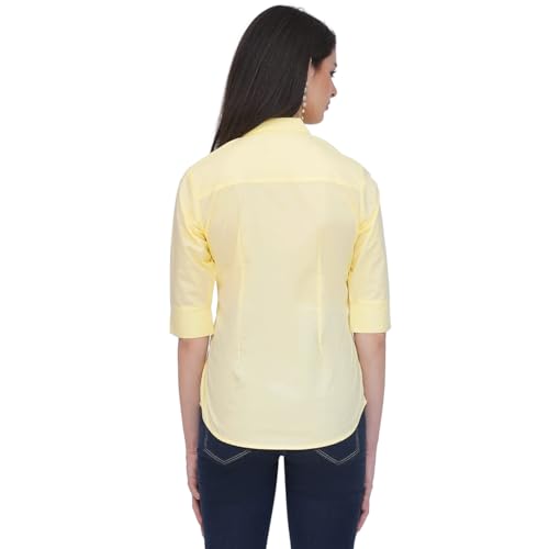 Image of Polycotton Women 3 /4 Sleeve Stylish Solid Western Offical Formal Shirt Casual Regular Fit Shirt for Women