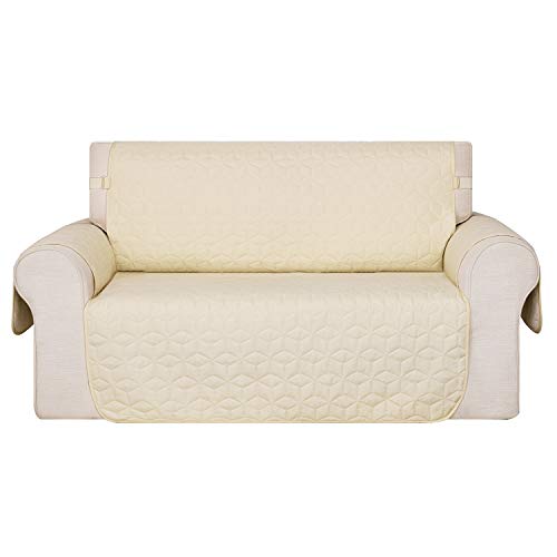 Deconovo Housse de Canape Clic Clac 2 Places Antidérapant Protection Matelasse Housse de Clic Clac pour Sofa Motif Géométrique 116x190cm Beige