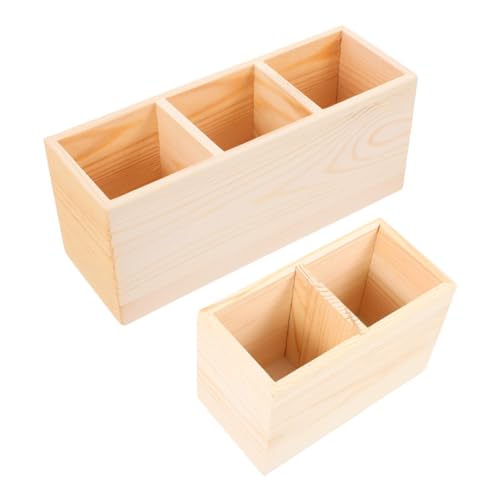 Boîte de rangement bois Homoyoyo 2 pièces avec compartiments séparés pour bureau