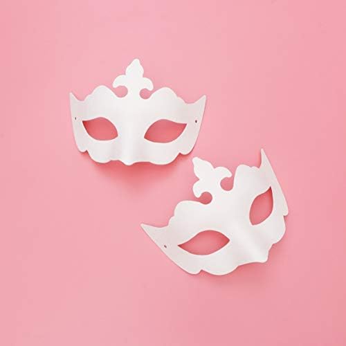 Amosfun DIY White Masks Paper Half Face Masquerade Crown Masks Craft for Women Kids Adult Party Costume Mardi Gras Mask Plain Mask Paintable Blank 10Pcs
