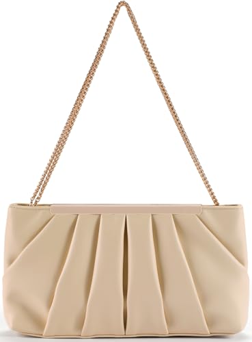 Image of Clutch Purse Dressy Pleated Formal Evening Bag Simple Classy Handbag for Women