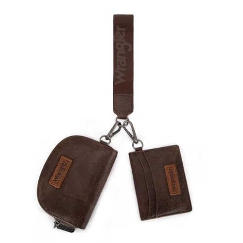 Image of Wrangler KeyChain Wallet Wristlet Wallets for Women Dual Pouch Wristlet with Zipper Womens Credit Card Holder Wallet