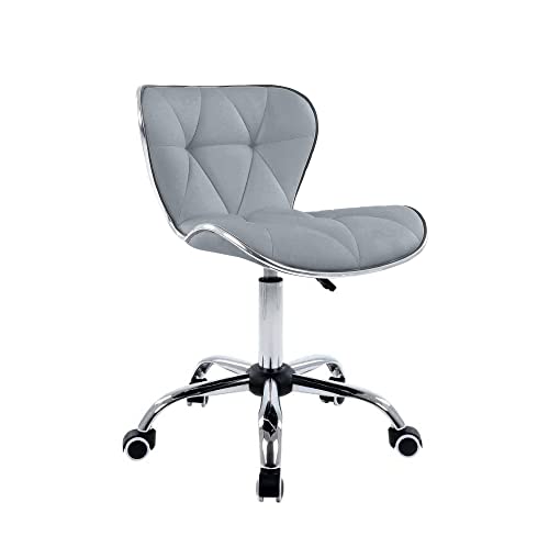 Image of CRYSTAL CREEK Benny PU Leather High Counter Height Adjustable Barstool with Swivel Armless bar Chair Suitable for Dining Cafe Cafeteria Pub's Music Kitchen Shops Cooking Breakfast Barstool (Grey)
