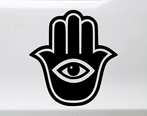 Minglewood Trading White - 2-Pack Hamsa Hand Vinyl Decals V2 - Fatima God Evil Eye - Die Cut Stickers - Each 2.5w x 2.5h inches
