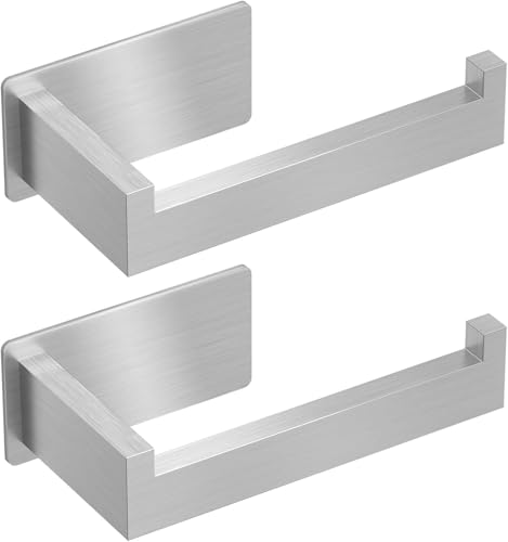Auxmir Portarrollos Papel Higienico 2 Piezas Acero Inoxidable Baño Adhesivo, Fácil Instalación Soporte sin Taladro Autoadhesivo, Plata