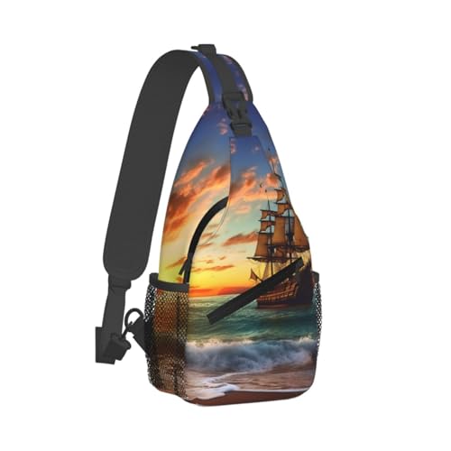 Mochila bandolera pirata negra para exteriores miniatura 1