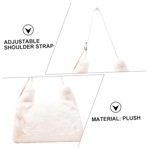 Healifty Plush Crossbody Bag with Strap Stylish Furry Shoulder Bag Casual Messenger Purse for Women for Travel Beach Everyday Use3