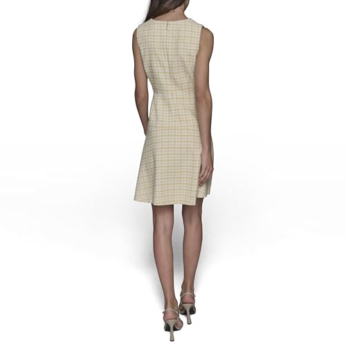 Image of Karl Lagerfeld Women's Tweed Printed High Scoop Neck Aline Dress