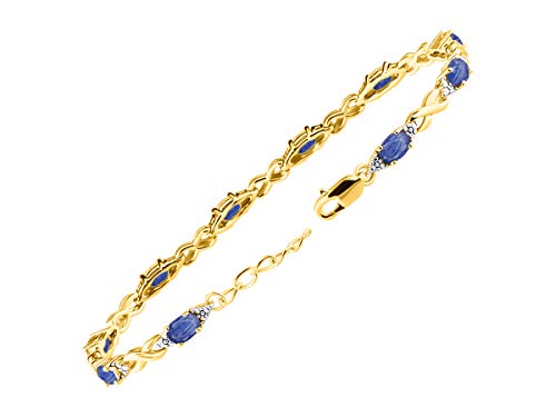 RYLOS Bracelets for Women Yellow Gold Plated Silver XO Hugs & Kisses Tennis Bracelet Gemstone & Genuine Diamonds Adjustable to Fit 7"-8" Wrist, 10 Gorgeous 6X4MM Jewelry for Women Friendship Bracelets3