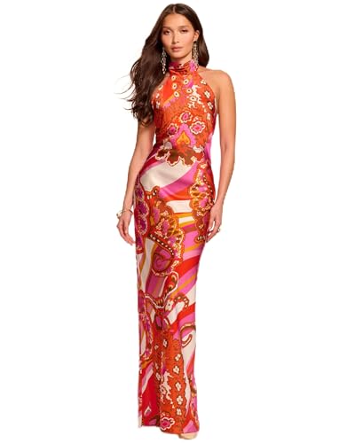 Ramy Brook Women's Printed Tatiana Gown, Fiesta Pink Multi, 2