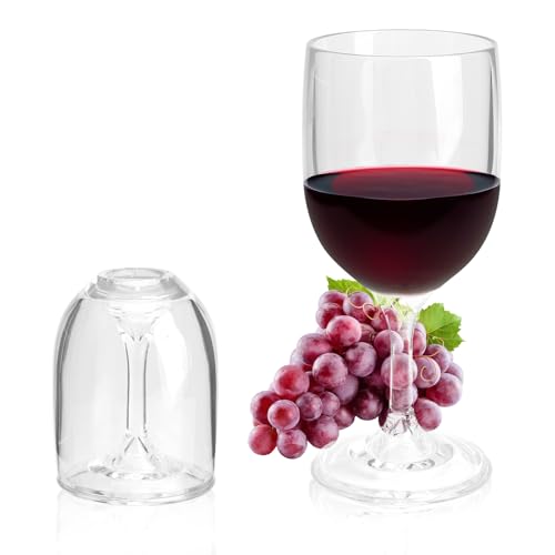 HENGBIRD Copas de vino de plástico para camping, copas de vino plegables creativas, copas de champán, de plástico, 200 ml, puede contener vino para viajes, camping, picnic al aire libre