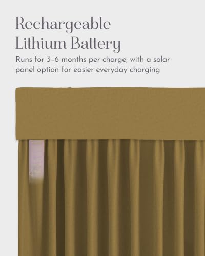 Image of Graywind Motorized Curtains with Track, Room Darkening Smart Curtains, Rechargeable Curtains Compatible with Alexa & Remote Control for Large Windows, Custom Drapes Up to 220 inch, Canvas (Mustard)