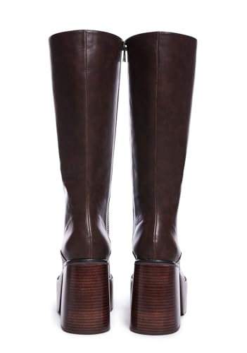 Image of Dolls Kill Vintage Soul Knee High Boots by Delia's - Women's Vegan Leather Platform Boots with Block Heels