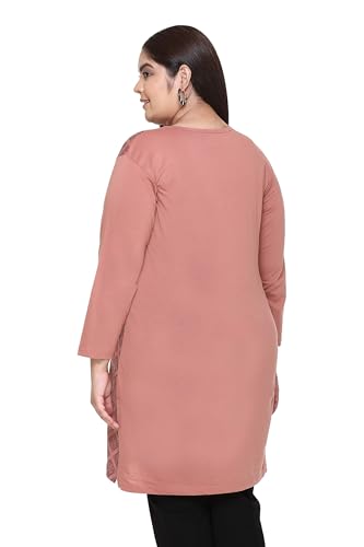 Image of In Love Women's Plus Size Printed Long Tops, Round Neck 3 /4 Sleeve Relaxed Fit Longline T-Shirt Tunic